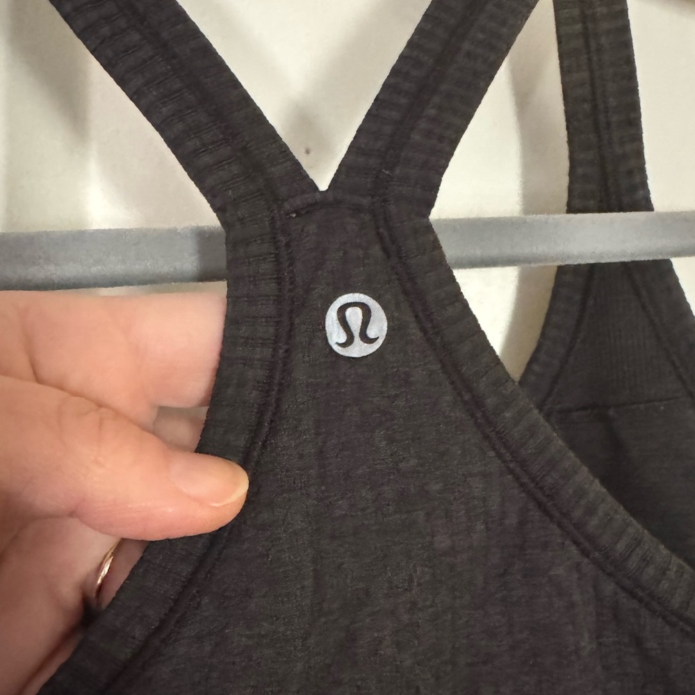 Lululemon Ribbed Tank •Racerback• Side Ruching • Heathered Black - Picture 3 of 8